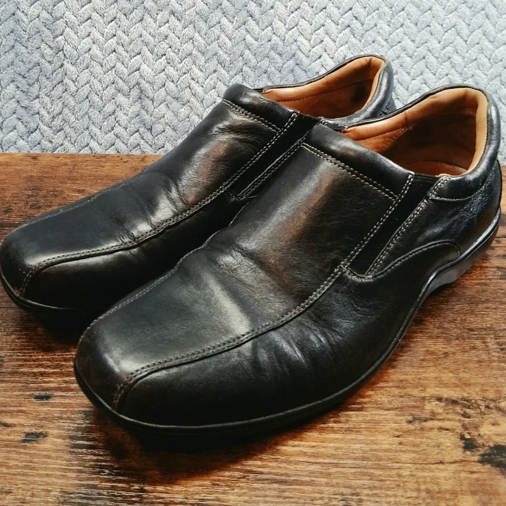 Cole Haan Mens Black Leather Nike Air Slip On Loafers C07352 Size 11M